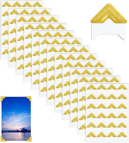 240 Pieces Photo Corners Self Adhesive Photo Corner Stickers, Picture Mounting Corners Acid Free Photo Corner for DIY Scrapbook, Album, Picture Frames, Journal Supplies (Gold) in Saudi Arabia
