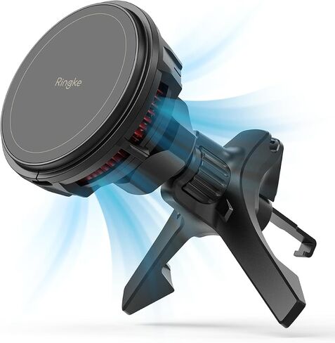 Ringke Peltier Magnetic Car Charger Mount [Compatible with Magsafe] Car Phone Holder Fast Charger with Cooling Technology Air Vent Car Accessories Designed for iPhone 15 Pro Max Plus 14 13 - Black in Saudi Arabia