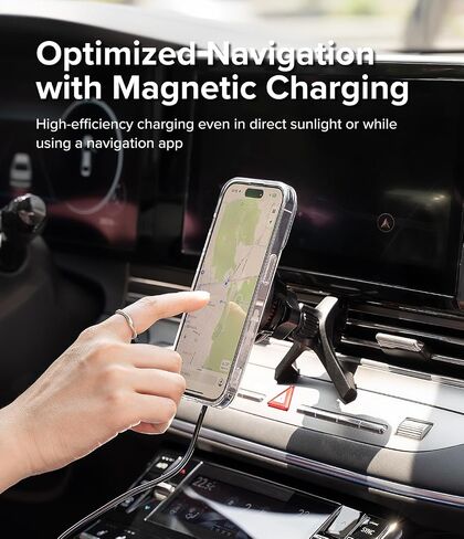 Ringke Peltier Magnetic Car Charger Mount [Compatible with Magsafe] Car Phone Holder Fast Charger with Cooling Technology Air Vent Car Accessories Designed for iPhone 15 Pro Max Plus 14 13 - Black in Saudi Arabia