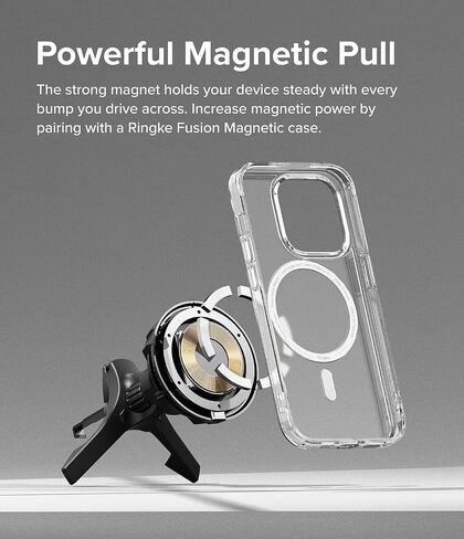 Ringke Peltier Magnetic Car Charger Mount [Compatible with Magsafe] Car Phone Holder Fast Charger with Cooling Technology Air Vent Car Accessories Designed for iPhone 15 Pro Max Plus 14 13 - Black in Saudi Arabia