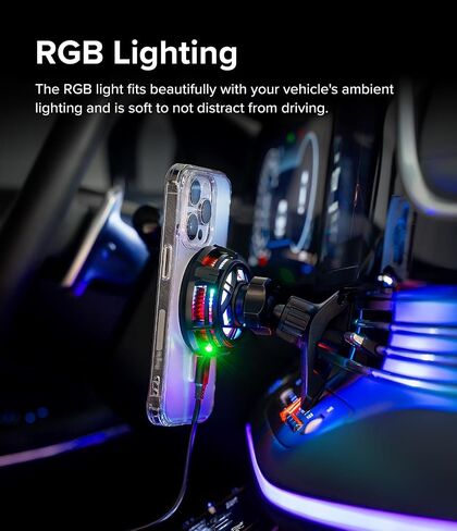 Ringke Peltier Magnetic Car Charger Mount [Compatible with Magsafe] Car Phone Holder Fast Charger with Cooling Technology Air Vent Car Accessories Designed for iPhone 15 Pro Max Plus 14 13 - Black in Saudi Arabia