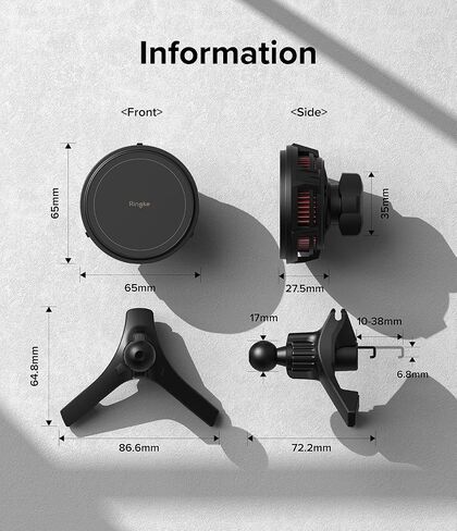 Ringke Peltier Magnetic Car Charger Mount [Compatible with Magsafe] Car Phone Holder Fast Charger with Cooling Technology Air Vent Car Accessories Designed for iPhone 15 Pro Max Plus 14 13 - Black in Saudi Arabia