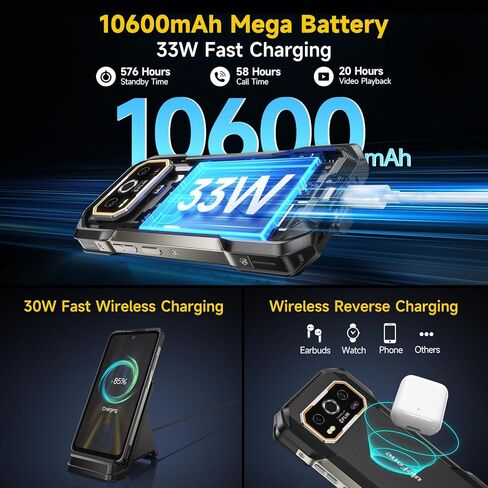 Ulefone Armor 27 Pro 5G هاتف ذكي متين Android 14 2024، 12GB+256GB 10600mAh/33W البعد 6300 50MP+64MP رؤية ليلية 6.78 بوصة FHD+ 120 هرتز IP68/69K مقاوم للماء ثنائي الشريحة هاتف ذكي معرف بصمة الإصبع NFC in Kuwait