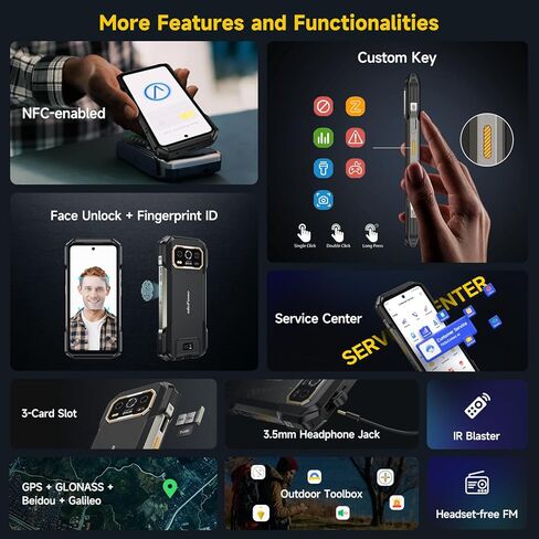 Ulefone Armor 27 Pro 5G هاتف ذكي متين Android 14 2024، 12GB+256GB 10600mAh/33W البعد 6300 50MP+64MP رؤية ليلية 6.78 بوصة FHD+ 120 هرتز IP68/69K مقاوم للماء ثنائي الشريحة هاتف ذكي معرف بصمة الإصبع NFC in Kuwait