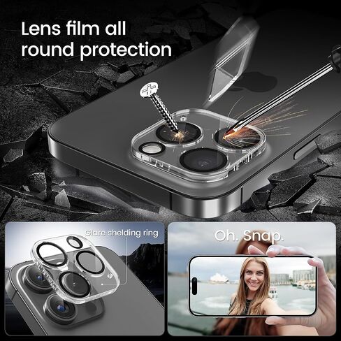 MOHAVE 2+2 Pack for iPhone 15 Pro Max Screen Protector 6.7" with Camera Lens Protector [Auto Alignment/Dust Removal] HD Clear Tempered Glass [Military Grade Shatterproof] Full Coverage in Saudi Arabia