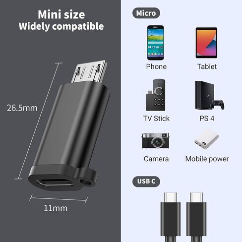 محول USB صغير ذكر إلى Micro USB أنثى، USB أنثى إلى USB صغير 2.0 ذكر موصل تحويل يدعم الشحن ونقل البيانات متوافق مع الكاميرا الرقمية/مشغل MP3/القرص الصلب المحمول/كاميرا داش (5 عبوات) in Saudi Arabia