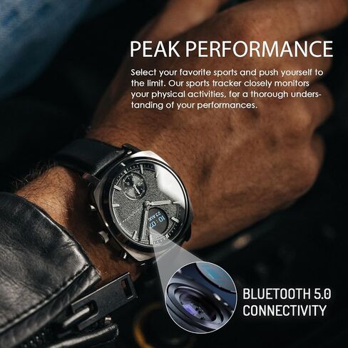pininfarina Senso Hybrid Smartwatch - an Analogue Watch with Digital Display, Tracks Heart Rate, Steps, Calories, Sleep, Fitness - Compass & Connected GPS Tracking in Saudi Arabia