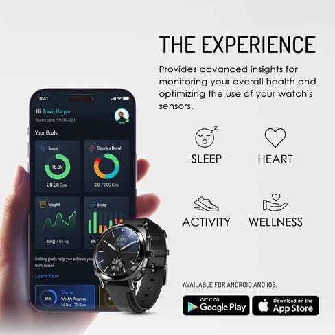pininfarina Senso Hybrid Smartwatch - an Analogue Watch with Digital Display, Tracks Heart Rate, Steps, Calories, Sleep, Fitness - Compass & Connected GPS Tracking in Saudi Arabia