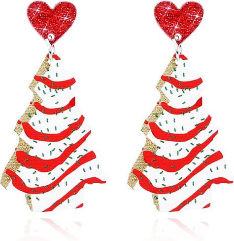 Cute AcrylicChristmas Earrings for Women | Cute Christmas Tree Cake Shape Earring, Holiday Gifts for Women | Christmas Decorations Clearance in Kuwait