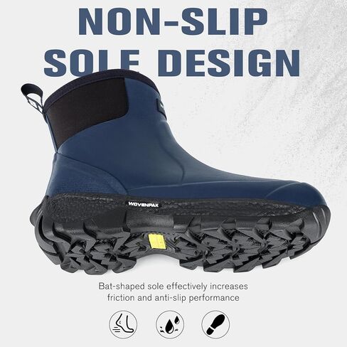 WOVENPAK Men's Rain Boots, Ankle Height Rubber Garden Shoes, Neoprene Mud Boots, Waterproof Insulated Work Booties for Gardening, Hunting, Farming, Camping and Yard in Saudi Arabia