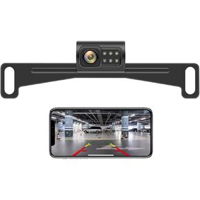 WiFi Car Wireless Backup Camera, 5G 720P HD Car License Plate Rear/Front View Reverse Camera for iPhone iPad Android Smart Phones Tablets Which Support Double Band WiFi