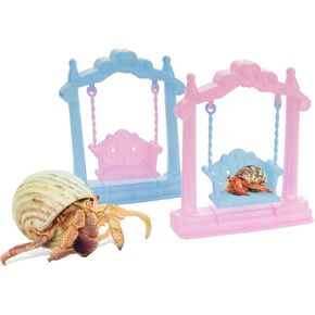2 Pack Mini Swing Hermit Crab Climbing Toy Terrarium Cute Decoration Creative Landscaping Accessories for Hermit Crab