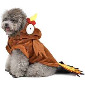 Dog Turkey Costume, Pet Halloween Christmas Cosplay Dress Up Costume, Thanksgiving Apparel Pet Costume for Dogs and Cats(Turkey/M)