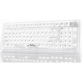 EWEADN V99 Clear Wireless Mechanical Keyboard, 99 Keys Gasket Hot Swappable Custom Keyboard with Pre-lubed Switches, Knob, RGB Backlit BT5.0/2.4G/USB-C Cute Keyboard (Transparent Switch, Clear)