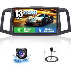 8-Core 4+64G Android 13 Car Stereo for Jeep Grand Cherokee (LHD) 2004-2007 Upgrade Radio, 10.1'' HD Touch Screen with Wireless CarPlay & Android Auto, AHD Backup Camera, GPS Navigation