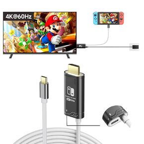 USB C to HDMI Cable Compatible with Nintendo Switch NS/OLED/Steam Deck/ROG Ally, Portable TV Connector Dock for Screen Mirroring, 4K@60Hz, 2m/6.6FT, Black