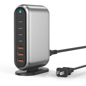 USB C Charger Block, 180W GaN 8-Port Fast Charging Station Hub for iPhone 15 14 13 12 Pro Max iPad, Galaxy S23/22 PD 65W Laptop Charger Adapter Compatible with MacBook Pro/Air,DELL,Steam Deck Multiple