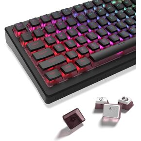 Womier Pudding Keycaps - PBT Shine Through Keycaps, 165 Keys Keycaps Set, Custom Keycaps for 61/68/84/87/82/100 Cherry Gateron MX Switches Mechanical Keyboard, Black