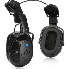 Bluetooth Hard Hat Ear Muffs, NRR 28dB Adjustable Cap-mounted Ear muff, Helmet Attachable Earmuff