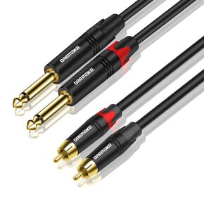 DREMAKE Dual 1/4 Inch TS to Dual RCA Stereo Audio Cable 6FT, RCA to 6.35mm Interconnect Cable, 2 Quarter Inch to 2 RCA Cord, Dual RCA Male to Dual TS 1/4'' Male Adapter Cable for Home Theater System