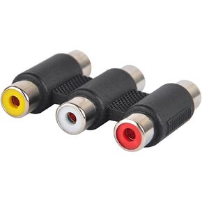 1Pc Black Signal Receiver Accessories 3 RCA AV Audio Video Female to Female Coupler Adapter Extension Cable Component Cables