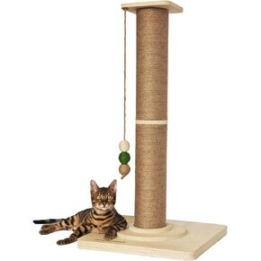 TINYBEAST Cat Scratching Post, Large 35'' Tall Sisal Cat Scratch Post with Thick Wooden Base for Indoor Cats, Super Stable Cat Scratcher Toy Protect Your Furniture