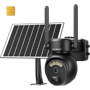 No WiFi Security Camera Outdoor Wireless, 4G LTE Cellular Security Camera No Internet Needed, Cell Camera Outside, PIR Sensor, 360 PTZ, 2K Color Night Vision, 2-Way Talk, IP66 Waterproof