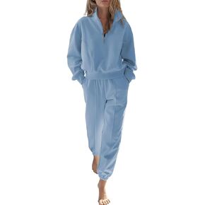 Herseas Women 2 Piece Outfits Sweatsuit Sweatshirt Sweatpants Tracksuit Sweat Lounge Matching Set 2024 Fall Trendy