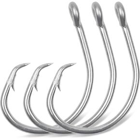 Circle Hooks,Saltwater Stainless Steel Tuna Strong Fishing Hooks Non-Offset/Closed Eye/Wide Gap Catfish Big Game Fishing Hook for Swordfish Shark 25pcs/40pcs