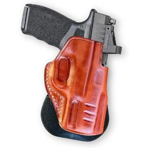 Optic Ready/Red Dot Sight Leather Paddle Holster Fits Springfieldd Hellcat Pro Compact 3.87" Barrel Right Hand Draw, Brown Color #1618#