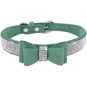 Crystal Dog Collar with Bow Tie,Soft Puppy Bling Collar for Extra Small,Small,Medium Dogs(Red,XS)