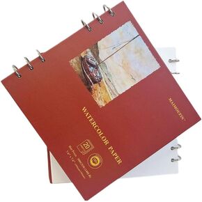 MAIMOUFIN Watercolor Journal,100% Cotton Watercolor Paper, 7.6" x 7.6",20 Sheets（140LB/300GSM） Cold Press, Hardcover Square Loose-Leaf Watercolor Sketchbook Pad for Artists, Art Lovers (Cold Press)