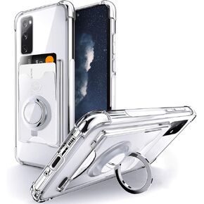 Shields Up for Samsung Galaxy S20 Case, Galaxy S20 Case, Minimalist Wallet Case with Card Holder and Ring Kickstand/Stand, [Drop Protection] Slim Protective Cover for Samsung Galaxy S20 - Clear