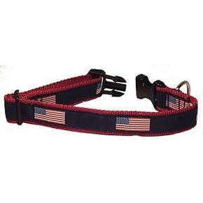 Heavy Duty Adjustable Dog Collar or Dog Leash - Ideal Dog Collars and Leashes Come in Different Sizes for All Dogs. American Flag (Medium Collar 1.25 inch)