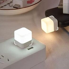 USB LED Light Flexible USB Ambient Light Mini USB LED Light Portable Car Bulb for Bedroom Bathroom & Kitchen Use | Plug in Night Light Bulb (Warm White) - Pack of 2