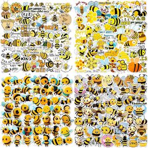 200pcs Cute Bee Stickers for Water Bottles, Waterproof Kawaii Bees Stickers for Skateboard, Laptop, Bike, Hydroflask, Cartoon Bee Stickers for Adults (#1)
