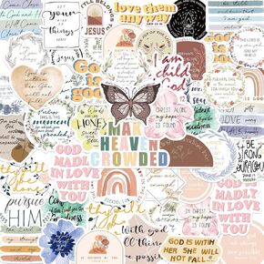 50PCS Bible Stickers, Inspirational Christian Stickers for Water Bottle Laptop Phone Vintage Bible Sticker, DIY Aesthetic Jesus Faith Christian Stickers Religious Christian Gifts