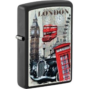 Zippo Lighter: London, England Design - Black Matte 46078