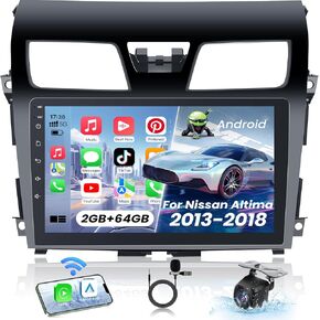 Car Radio Stereo for Altima 2013-2018: 5GWiFi 4 Core 2G+64G Wireless CarPlay Android 12-1080P Backup Camera 1280 * 800 HD 10" Touchscreen - GPS Navigation Bluetooth SWC FM DSP Mirror Link 16EQ