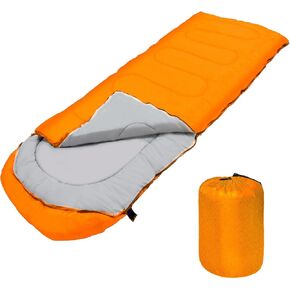 Sleeping Bags for Adults, Warm ＆Cold Weather Backpacking Camping Sleeping Bag,Lightweight, Waterproof Sleeping Bag with Compression Sack for Indoor ＆ Outdoor Camping Hiking Travel (Orange)