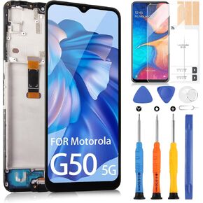 Screen Replacement for Motorola Moto G50 5G LCD Display XT2149-1 Screen Touch Digitizer Assembly with Repair Tools(Black with Frame,6.5 inch)