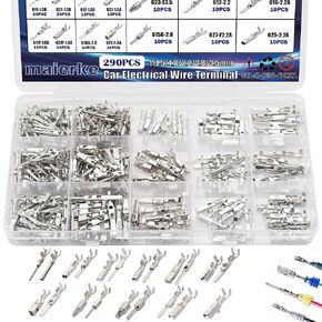 535PCS 26Type Pins Connector Kit,Car Electrical Wire Connector Pins Terminal 1/1.5/1.8/2.2/2.8/3.5mm Automotive Pin Connectors Wire Removal Non-Insulated Plug Male Female Crimp