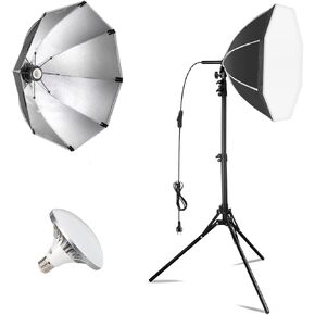 Softbox Lighting Kit, NiceVeedi 2-Pack 16'' x 16'' Softbox Photography Lighting Kit with 63" Tripod Stand &50W / 5400K LED Bulb, Continuous Lighting for Photography/Video Recording/Live Streaming