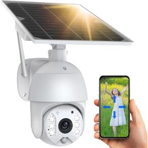 Solar Security Cameras Wireless Outdoor, WiFi Wireless Security Camera 1080P, 15600mAh Battery Capacity, Motion Detection, Color Night Vision,2-Way Audio,PIR Sensor, Cloud/SD Slot