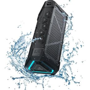 MLOVE P3 Bluetooth Speaker,28W Loud Sound,Deep Bass,Bluetooth 5.3,LED Lights,Portable Wireless Stereo Pairing,Long Playtime,ipx65 Waterproof, for Small Desktop Home/Outdoor/Party/Beach (Black)