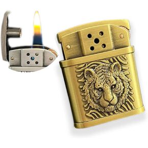 Tiger Carved Antique Lift Arm Vintage Lighter, Kerosene Lighter, Unique Gifts for Men, Ideas Birthday Candles(No Fuel)