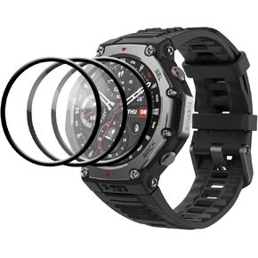 [3 Pack] for Amazfit T-Rex 3 Rugged/Military Smart Watch 48mm Screen Protector, PMMA Film &3D Curved Edge& &Full Coverage&Anti-Scratch& Bubble Free&Case Friendly.