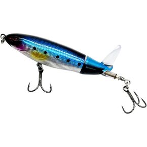 Bestac Topwater Fishing Lures Set Popper Lures for Bass Catfish Pike Perch Bass Lures with Floating Rotating Tail Artificial Hard Bait Multiple Colors