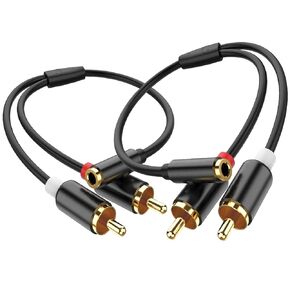 3.5mm Female to 2 RCA Male Stereo Audio Y Adapter Cable 2-Pack, Gold Plated Plug RCA Cable for TV, DVD Player, Speakers, Home Theater and More(12 inch)