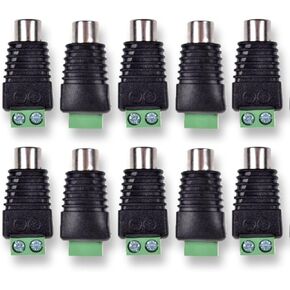 10-Pack RCA Female Plug to AV Screw Terminal Audio/Video Connector Adapter